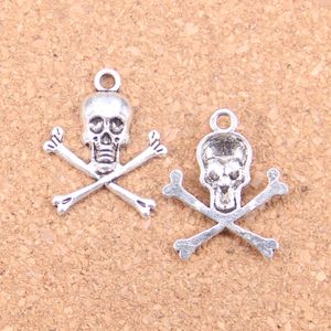 92pcs Antique Silver Bronze Plated skull skeleton bone Charms Pendant DIY Necklace Bracelet Bangle Findings 24*19mm