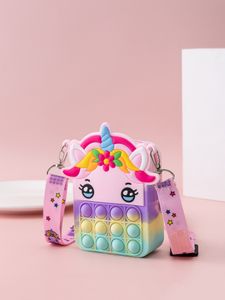 Decompressione Giocattolo cavallo ciglia cartone animato femminile bella corda appesa semplice ragazza cuore viola zero borsa borsa a tracolla nuovo stile