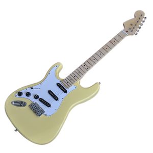 Fabriksutlopp-6 strängar vänsterhänt gul elektrisk gitarr med basswood kropp, lönn fretboard, hög kostnad prestanda