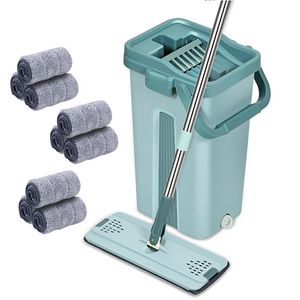 Mop per la pulizia in microfibra Flat Squeeze Magic Automatic Home Kitchen Floor Cleaner Mop senza mani con secchio