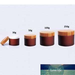 1oz 30g / 50g 100g 250g Matt Amber Plastkrämburk, Kosmetisk behållare, Kosmetisk burk Bamboo Lid Bottle Container Storage Bottles Jars Fabrikspris Expert