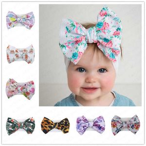Baby Girls Цветочные галстуки Окрашенные повязки, находящиеся навязки, большие лук для волос Bowknot Богемные младенческие повязки новорожденных