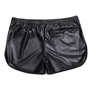 Luxury Mens Underwear Underpants Lingerie Wet Look Faux Leather Sports Boxer Shorts Back Pocket Latex Pants Gay trosor Pole Dance Briefs Drawers Kecks Thong VH94