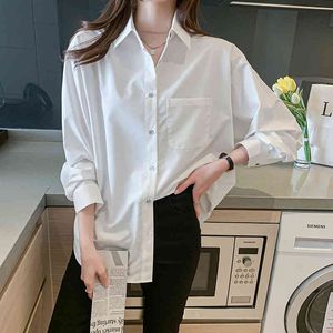 Koreańska koszula damska szyfonowa bluzki dla kobiet z długim rękawem koszule kobiet top białe oversize bluzki topy kobieta 210427