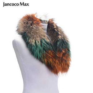 Jancoco Max Echt Waschbär Pelz Kragen Natürliche Trim Frauen Männer Jacke Mode Warme Winter Schal Futter 80 cm Parka Kapuze s1617 H0923