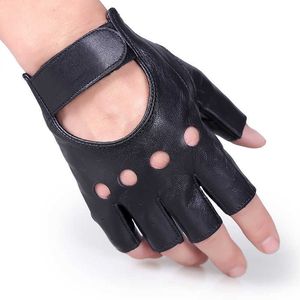 Men Half Finger Leather Motorcycle Driving Gloves Fingerless Sheepskin Leather Gloves for Outdoor Tactical Sports Fishing AGC006 H1022