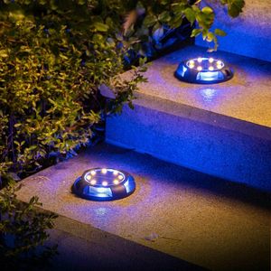 Blaue Decking großhandel-Solarlampen Packungen Masselicht LED wasserdichte In Boden Beleuchtung für Garten Rasen Weg Gehweg Deck Garten warmes Weiß Blau