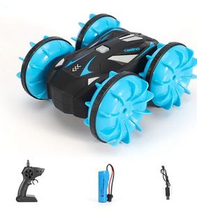 Çocuk oyuncak dört sürücü su amfibi uzaktan kumanda 2.4G dublör araba su geçirmez kros çift taraflı seyahat şarj tankı araba