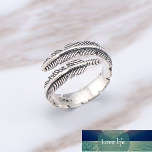 Boho Adjustable Chic Feather Leaf Ring Vintage Thai Metal Color Men Women Wedding Hippie Punk Biker Spinner Rotatable Rings Factory price expert design Quality