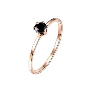 Klop Single Fine Ring Titanium Staal Materiaal Ingelegde Transparante Zwarte Mode Trendy voor Dames Sieraden Gift