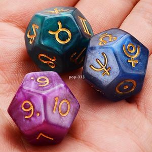 toy 12 Sides 3Pcs Dices Resin Games Tweezers Astrology Tarot Card Constellation Divination Dice Colorful Game Accessories