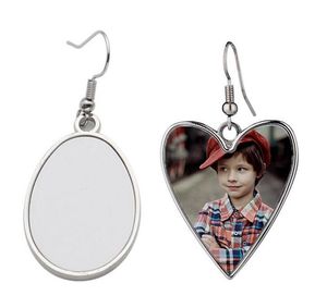 Sublimation Blank Pendant Earrings Chandelier Creative Heart Shaped Water Drop Metal Heat Transfer Earring DIY Jewelry Accessories