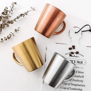 Alta Qualidade 304 Caneca de Café de Aço Inoxidável Duplo-Parede Anti-Scald Cerveja / Água / Anti Fall Metal Travel Tumbler 320ml