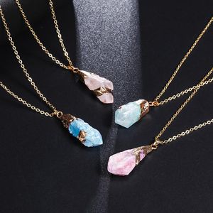Handmade Irregular Natural Stone Pendant Purple Crystal Quartz Necklace For Women