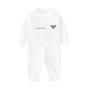 Дизайнерские буквы Baby Rompers Body Suits Cover Cover Newborn Boys Girls One-Piece Одежда сплошной цвет напечатана детская весна и осень с длинными рукавами