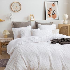 Set di biancheria da letto Nordic Soft Cute Set copripiumino bianco tinta unita Biancheria da letto Copriletto Trapunta Letto matrimoniale