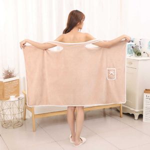 Wearable Bath Towels Superfine Fiber Soft Absorbent Chic Towel for Autumn Winter el Home Bathroom Gifts Women Bathrobe 210728