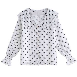 Blusa Feminina Fashion Woman Blouses Black Dot White Chiffon Blouse Long Sleeve Women Shirts Womens Tops And Blouses B927 210426