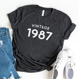 Kvinnors t-shirt Moder fru dotter gåvor kvinnlig grafisk tee original 1987 t skjortor kvinnor bomull 34: e födelsedagspresent 34 år gammal