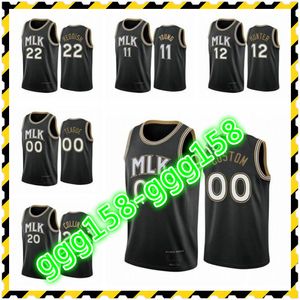 Skriv ut Mäns Kvinnor Barn Jersey Alla spelare Cam Reddish Trae Young Jeff Teague John Collins 2021 City Custom Basketball Jerseys