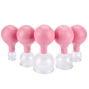 Wholesales 5 Size Vacuum Cupping Cup Face Body Massager Rubber Head Glass Suction Facial Skin Lifting Cupping Massage Family Medical Chinese Therapy Anti Cellulite