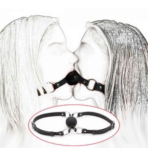 Wholesale double ball gagged resale online - Nxy Adult Toys Camatech Pu Leather Double Duty Strap Solid Silicone Ball Bdsm Bondage Restraints Dual Design Gags Oral Gag Toy