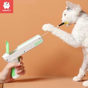 Kimpety Plastikowe Pióro dokucza Cat Safe ABS Materiał Pet Interactive Creative Wymienny Bullet Gun Toy 210929