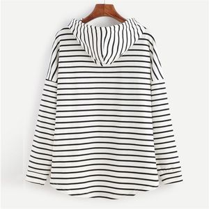 ZOGAA Fashion Women Hoodies Ladies Stripe Printed Sweatshirts Casual Streetwear Loose Plus Size Womens Hooded Pullover 210813