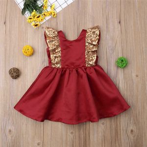 US Lovely Toddler Baby Girl Cekiny Bowknot Dress Wedding Party Princess Dress 50 Z2