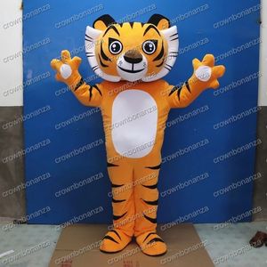 Halloween Big Head Tiger Maskottchen Kostüme Top -Qualität Cartoon Charakter Outfits Erwachsene Größe Weihnachts Karneval Geburtstagsfeier Outdoor Outfit