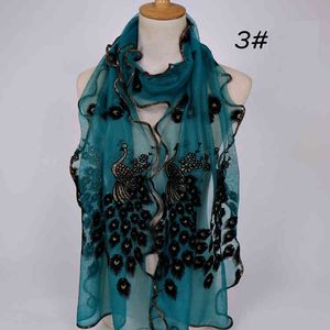 2021 new dign lady scarf fashionable lace peacock tassel trim stitching scarf