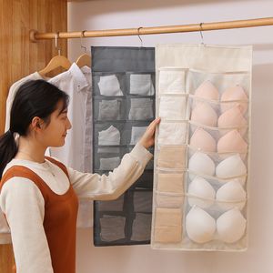 Double-Sided Hanging Bag Underwear Socks Bra Hanger Multi-Pocket Storage Bags Breathable Wardrobe Organizer Oxford Closet Sundry 716 R2