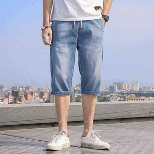 Mais tamanho 5xl 6xl 7xl homens solto luz azul denim shorts verão novo estilo moda casual estiramento curto jeans short marca roupas h1210
