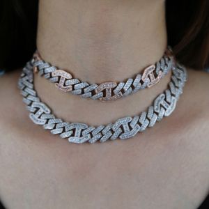 2 Colors Hip Hop Iced Out Wide Cuban Choker Necklace Paved White Cz Cool Jewelry For Women Wedding / Party Gift 2021 New Design X0509