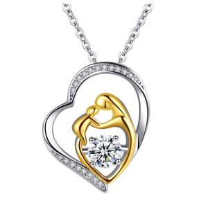 Chaînes Spring and Summer Style Pendentif Cadeau Cadeaux Pour Maman Sterling Silver Mother Fille Love Heart Colar