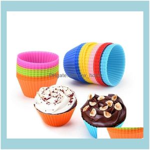 Cozinha, barra de jantar Home Gardensile Muffin Cupcake Cup Bolo redondo Tart Mold Case Bakeware Mold para crian￧as Bandejas de bandeja Jumbo AYP79