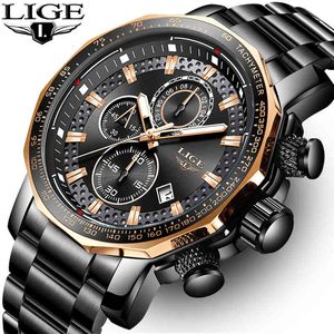 2020 Lige新しいファッションメンズウォッチトップラグジュアリーブランドミリタリービッグダイヤル男性時計アナログクォーツウォッチメンズスポーツクロノグラフ腕時計Q0524