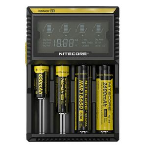 100% Original Nitecore D4 Digi Laddare LCD-skärm Universal Fit 18650 14500 16340 26650 18350 17670 MOD Batteri med laddningskabel