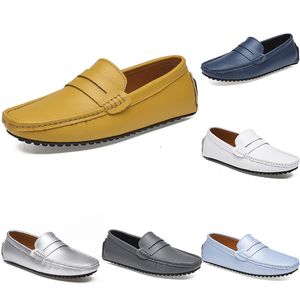 leather peas men's casual driving shoes soft sole fashion black navy white blue silver yellow grey footwear all-match lazy cross-border 38-46 color66