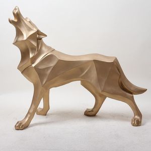 Dekorative Objekte, Figuren, Heimdekoration, Statuen, Skulptur, Hausdekoration, Wohnzimmer, Kunstharz, abstrakter Wolf, geometrisches Tier, moderne Kunst