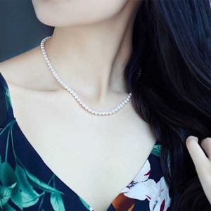 JYX Natural Freshwater Cultured Choker for Girl Real Pearl Party Necklace (4-10mm) 328 necklace