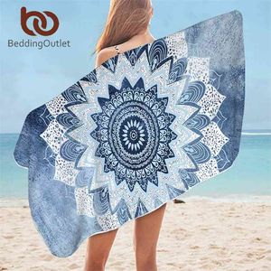 Handduk Beddingoutlet Mandala Badrum Floral Travel Beach för vuxen Bohemian Green Blue Microfiber Dusch 75x150cm 210728
