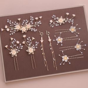 Hair Clips & Barrettes Classical Folder Flowers Accessories Exquisite Stick Pearl Hairpins Bridal Headdress Wedding Set Jewelry For Women