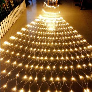 Saiten Thrisdar 10X8M 2000 LED Große Weihnachten Net Mesh String Licht Für Hochzeit Party Kommerziellen Mall Hängen Girlande lichtLED