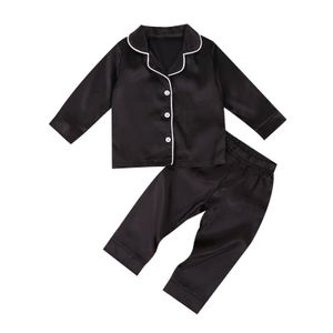 1-7 anni autunno primavera bambino bambino ragazzi pigiama set grigio manica lunga indumenti da notte casual per bambini abiti 210515