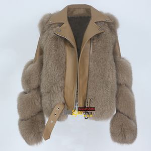 Casaco de pele real jaqueta de inverno feminina raposa natural couro genuíno agasalhos destacável streetwear locomotiva