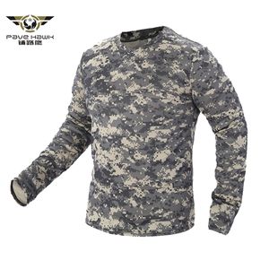 2020 Ny taktisk militär kamouflage T-shirt Män Andningsbar Snabbtork US Army Combat Full Sleeve Outwear T-shirt för män S-3XL X0621