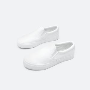 Wholesale graffiti手描きの空白の靴ピュアホワイトワンレッグレイジーキャンバスシューズ女性フラットボトムホワイトボードサイズ36-39