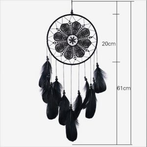 Sztuka i rzemiosła Czarny DreamCatcher Handmade Wind Chimes Pokój DIY Wiszące Wisiorek Pióro Koralik Dream Catcher Home Wall Art Hangings 1380 T2