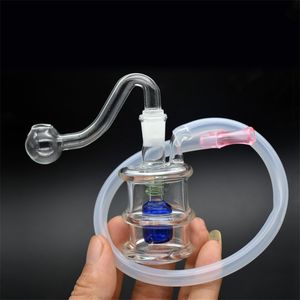 Wholesale Стеклянная нефтяная горелка Bong Pyrex Небольшой рециркулятор Water Bong Mini Oil Dab Буровые установки с изогнутыми масляными горелками трубы и курящие аксессуары